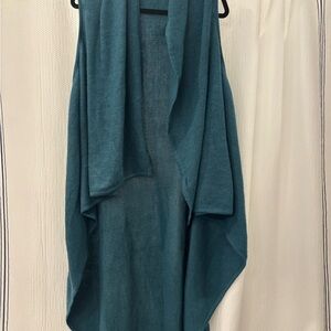 Alpaca Wool Teal Open Front Cardigan